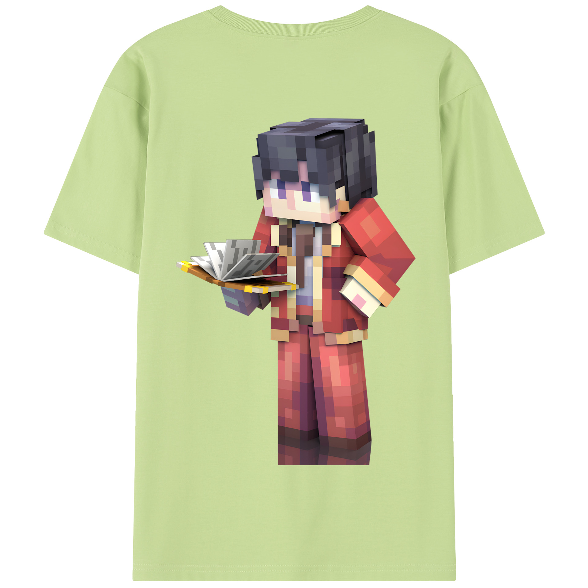 （画像用） マインクラフト ブロックの世界 Minecraft MC Block world 綿100％半袖Tシャツ（背面プリント）